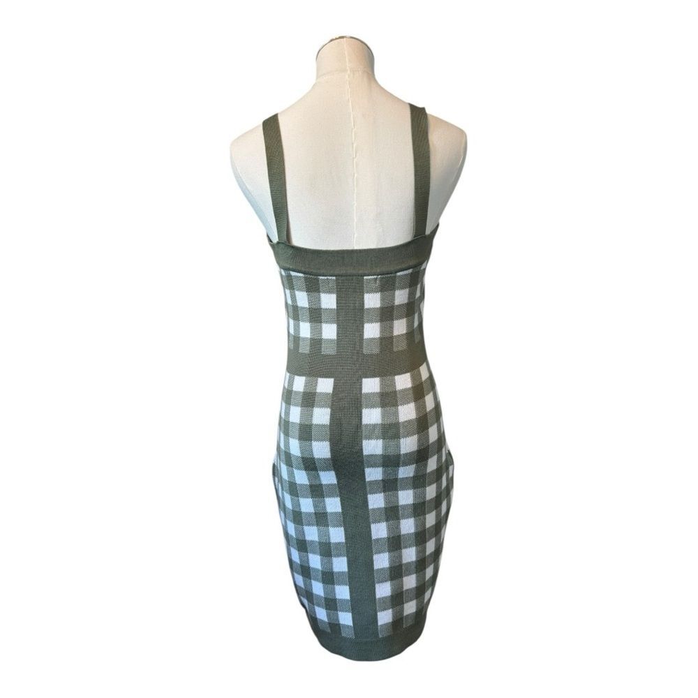 Coco and Shay Green and White Plaid Knit Dress with Gold Buttons Small S - Picture 5 of 8
